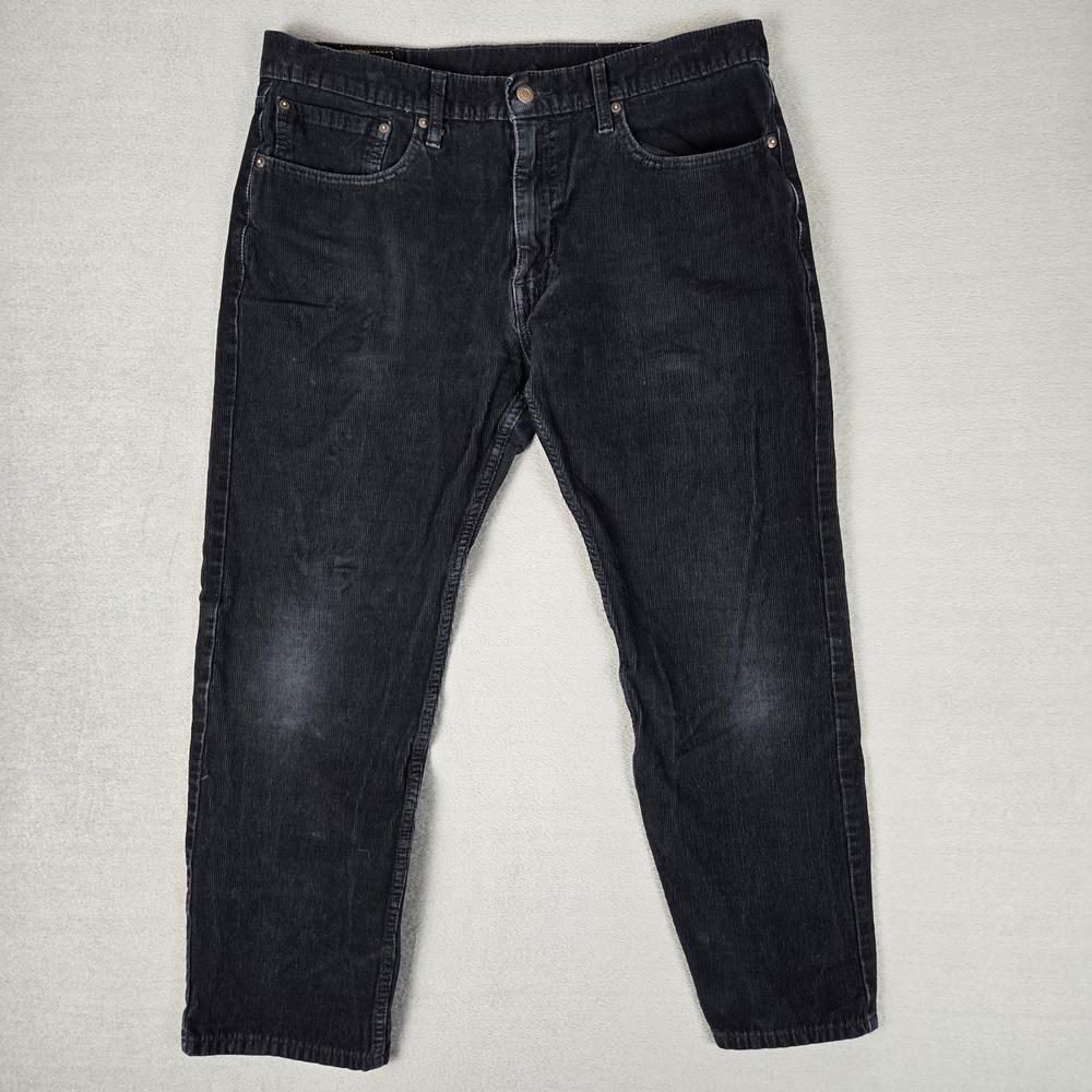 Levis Pants Mens 36x26 502 Straight Fit Corduroy‎ Black White Tab Cot5on *READ